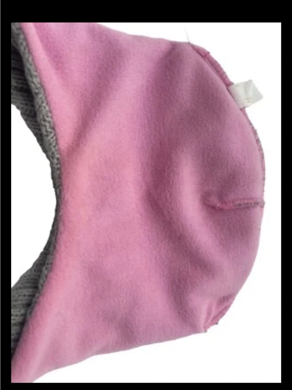Mouse Cosplay Beanie Hat Gray Pink Fleece Lined Braided Earflap Kawaii Harajuku